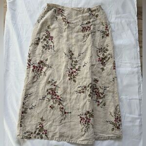 Orvis Beige Floral A-Line Skirt